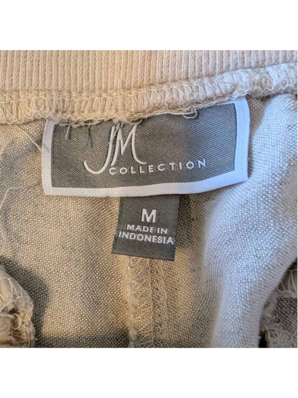 JM Collection Linen Blend Pants Beige Drawstring Waist Casual Lounge Size M - Picture 4 of 12